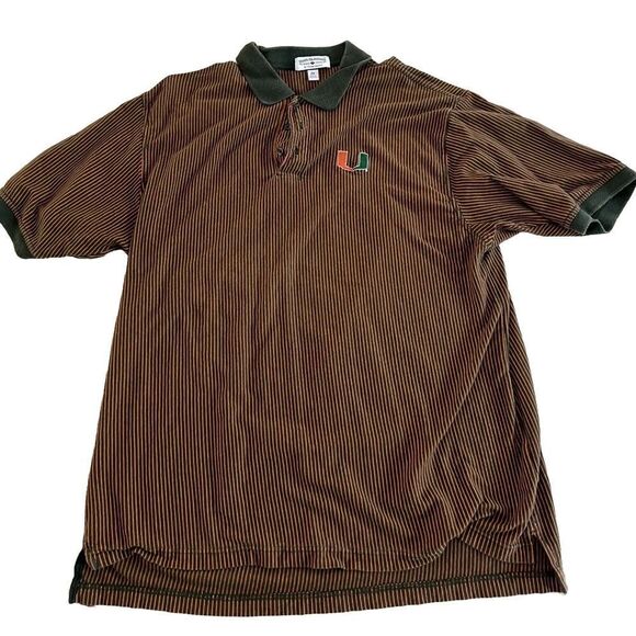 Bocca Classics Miami U Polo. Hurricanes‎ Green & Orange Striped. XXL - Picture 1 of 7